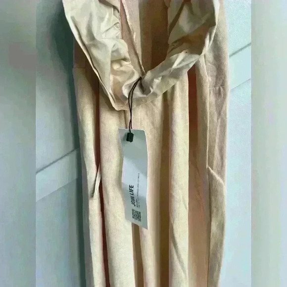 Zara Halter Wide Leg Ruffle Jumpsuit open back Cotton Cream Beige size  S - Picture 7 of 10